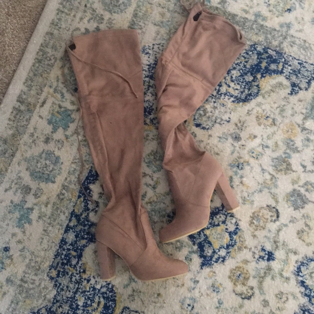 Tan New Over the Knee 4” Heeled Boots
